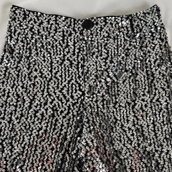 NWT Maeve by Anthropologie The Collette Cropped Wide Leg Sequin Pant Size 25 - Picture 9 of 17